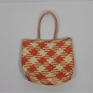 Woven Orange and Cream Tote Bag